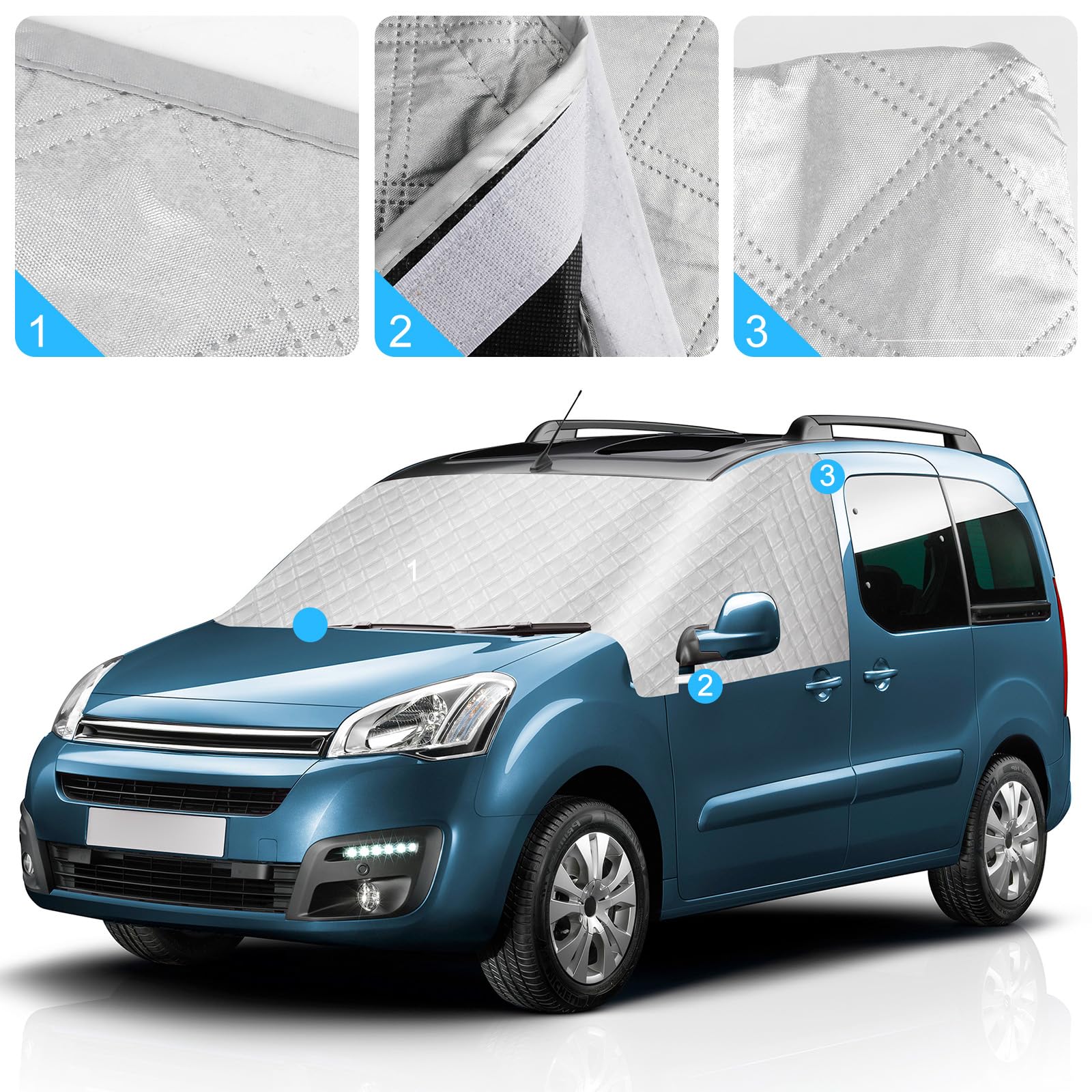 Copri Parabrezza per Auto Compatibile con Citroen Berlingo Peugeot Partner 2008-2018, Copertura Parabrezza Invernale Antigelo Antighiaccio Anti UV