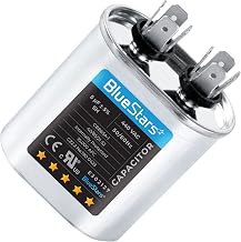 [2025 Upgraded] BlueStars 5 uF MFD ±5% 370-440VAC Oval Run Start Capacitor Replacement Part - for AC Motor Run or Fan Start and Cool or Heat Pump Air Conditioner - Replaces 97F5705 Z97F5705 97F95702