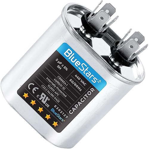 Miniatura 38 de [Listado UL] BlueStars 10 uF ± 5% MFD 370/440V CBB65 CBB65A Pieza de Repuesto de Capacitor de Arranque y Funcionamiento Ovalado - Capacitores