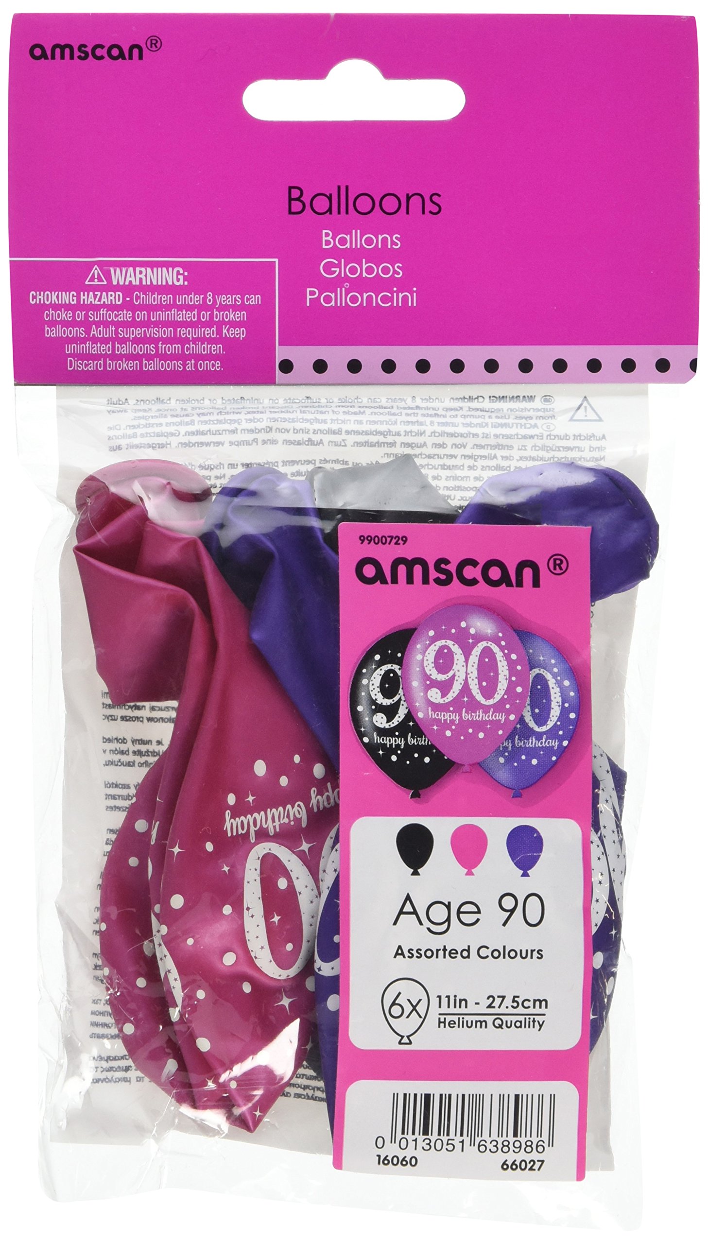 Amscan White,Pink Adult Pink Celebration 90Th Latex Balloons
