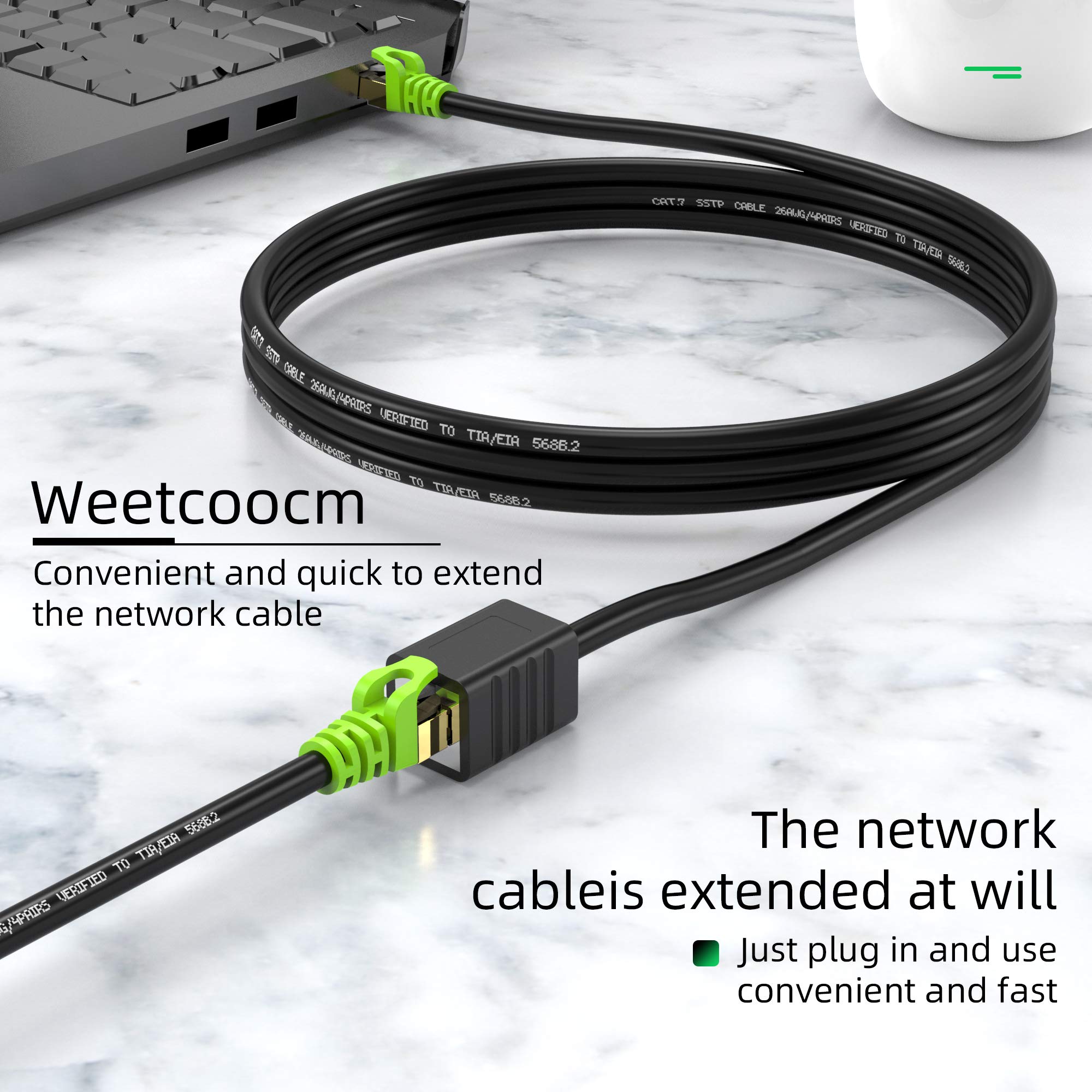 Câble d'extension Ethernet Cat6a de 30,5 m, câble d'extension de raccordement RJ45 blindé mâle vers femelle (30,5 m)