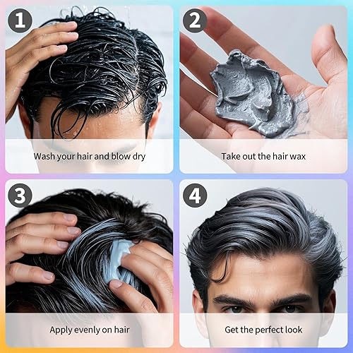 Vista 39 de Color de cabello temporal negro, cera de color natural para el cabello, espray de color de cera para el cabello, 4.23 onzas, pomadas de tinte