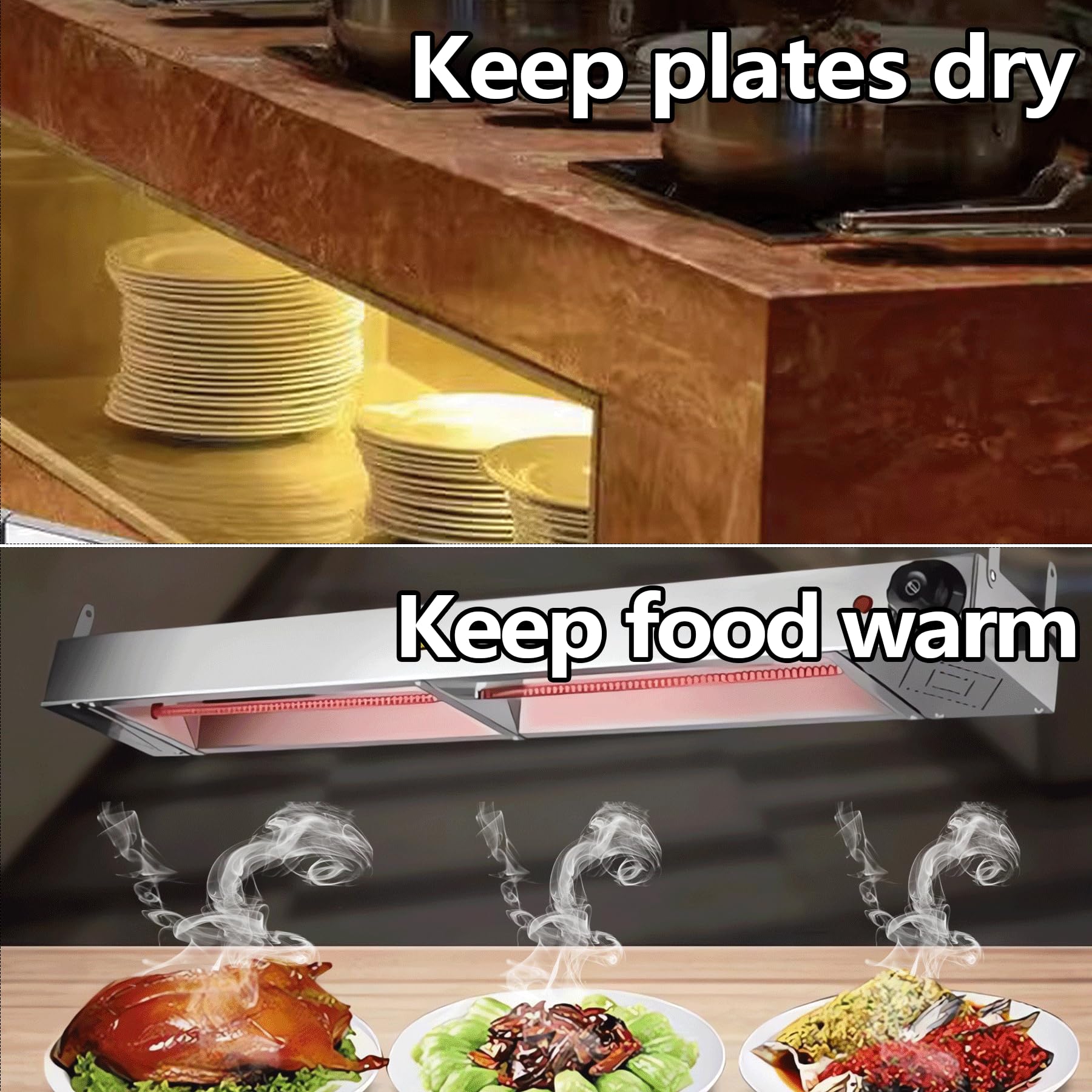 Wärmelampe Gastro 90cm - Infrarot Speisenwärmer Für Restaurant & Küche