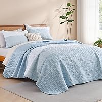 Vista 29 de Litanika - Juego de edredón de verano, diseño de retazos a rayas, 3 piezas, de microfibra suave (1 edredón + 2 fundas de almohada) tamaño queen