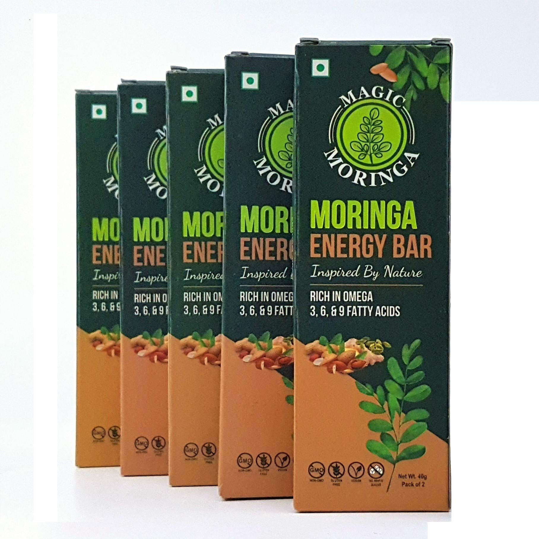 Magic Moringa twin bar. Delicious & Crunchy Energy Bar Moringa with the goodness of traditional energy boosters, groundnuts and jaggery (Gud) Rich in Omega 3, 6 & 9, Set of 5-image-10