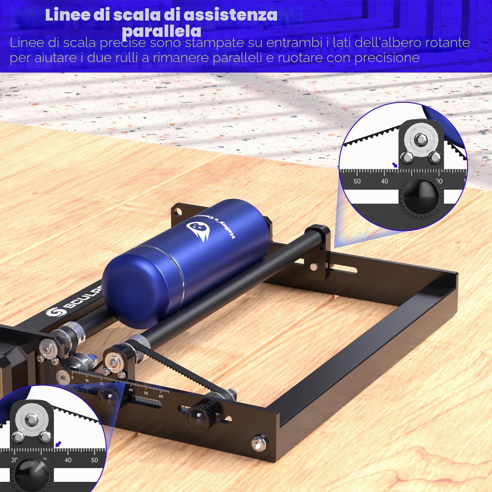 SCULPFUN Rullo rotante laser, incisore laser a Y, rotazione a 360° per l'incisione laser di oggetti cilindrici, lattine (con 4 piedini di sollevamento)