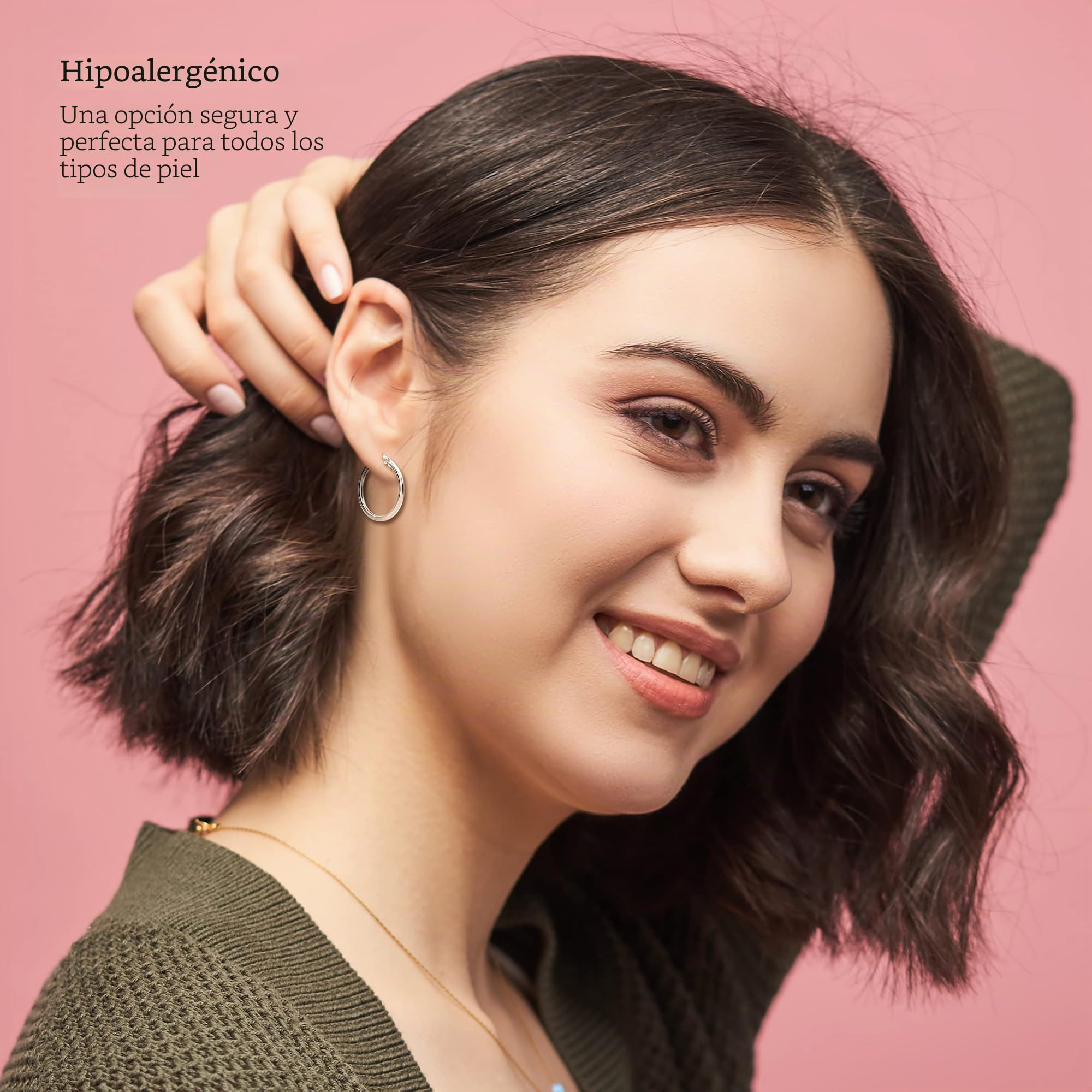 KEZEF 925 Pendientes de aro de plata para las mujeres - pequeños y grandes pendientes de aro de plata de ley para los hombres - hipoalergénico pendientes de plata disponible en 10mm-50mm