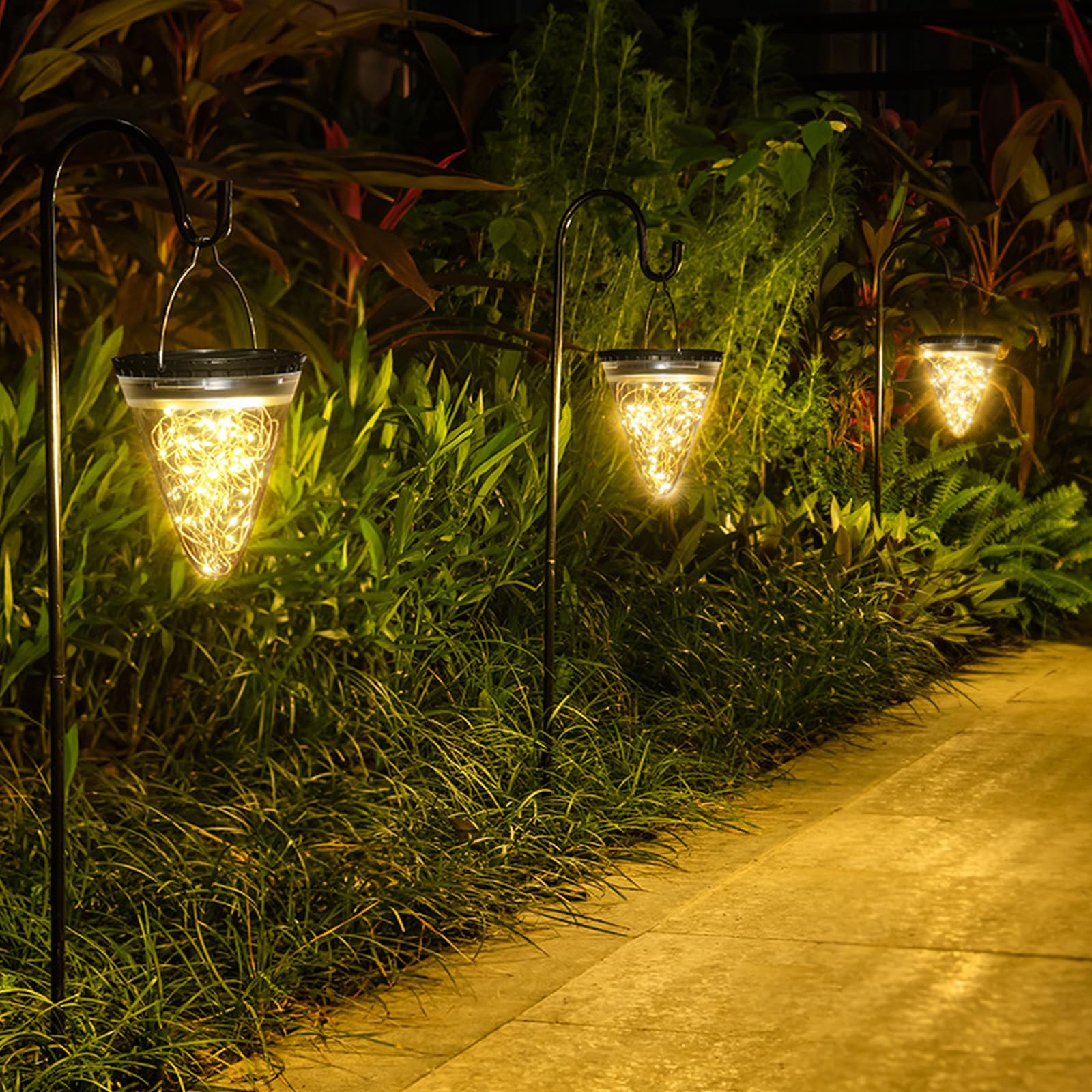 Lámparas Solares Exterior Decorativas 2 Pack Lámparas Solares para Jardín de Cristal IP55 Impermeable Farol Solar Exterior para árbol al aire libre, Jardín, Patio, Césped, Balcón