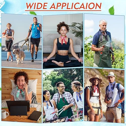 Miniatura 5 de Lenwen Envolturas refrescantes para el cuello, bandana de teñido anudado, enfriadores de cuello para climas cálidos, bufanda de enfriamiento de