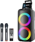 800W Machine de Karaoke pour adultes, haut-parleur Bluetooth avec double 8" Les laboureurs & Microphones sans fil, haut-parleur de karaoké portable rechargeable avec LED Lumières, PA Système pour la maison KTV Extérieur intérieur