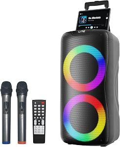 800W Karaoke Machine for Adults, Bluetooth Party Speaker with Dual 8" Woofers & Wireless Microphones, Portable Rechargeable Karaoke Speaker with LED Lights, PA System for Home KTV Indoor Outdoor