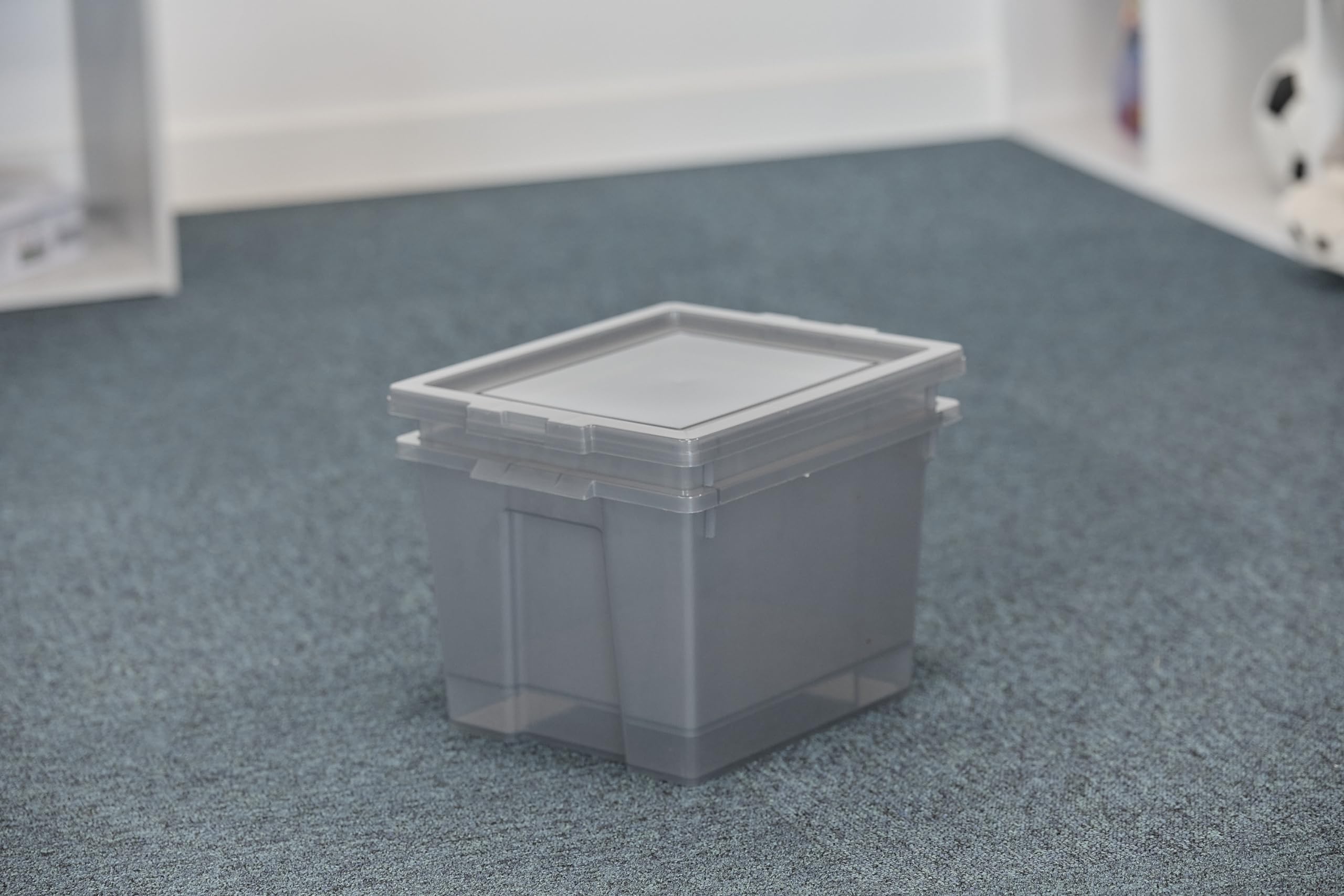 Iris Ohyama, Caja de almacenamiento de plástico, Caja de almacenamiento de oficina de 10 l, Lote de 8, Sin BPA, DDUSB-S, Gris, Apilable, Clips de cierre- A29 x F24 x A18,5 cm
