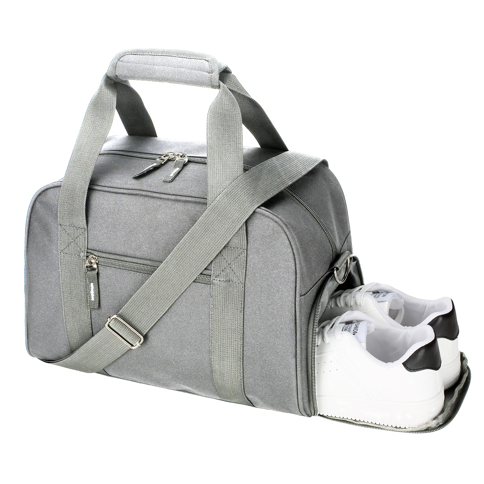 SeaRock 14 inch Small Gym Bag for Men & Women, Mini Duffle Bag with Shoe Compartment, Carry On Duffel Bag for Travel Sports, Gray