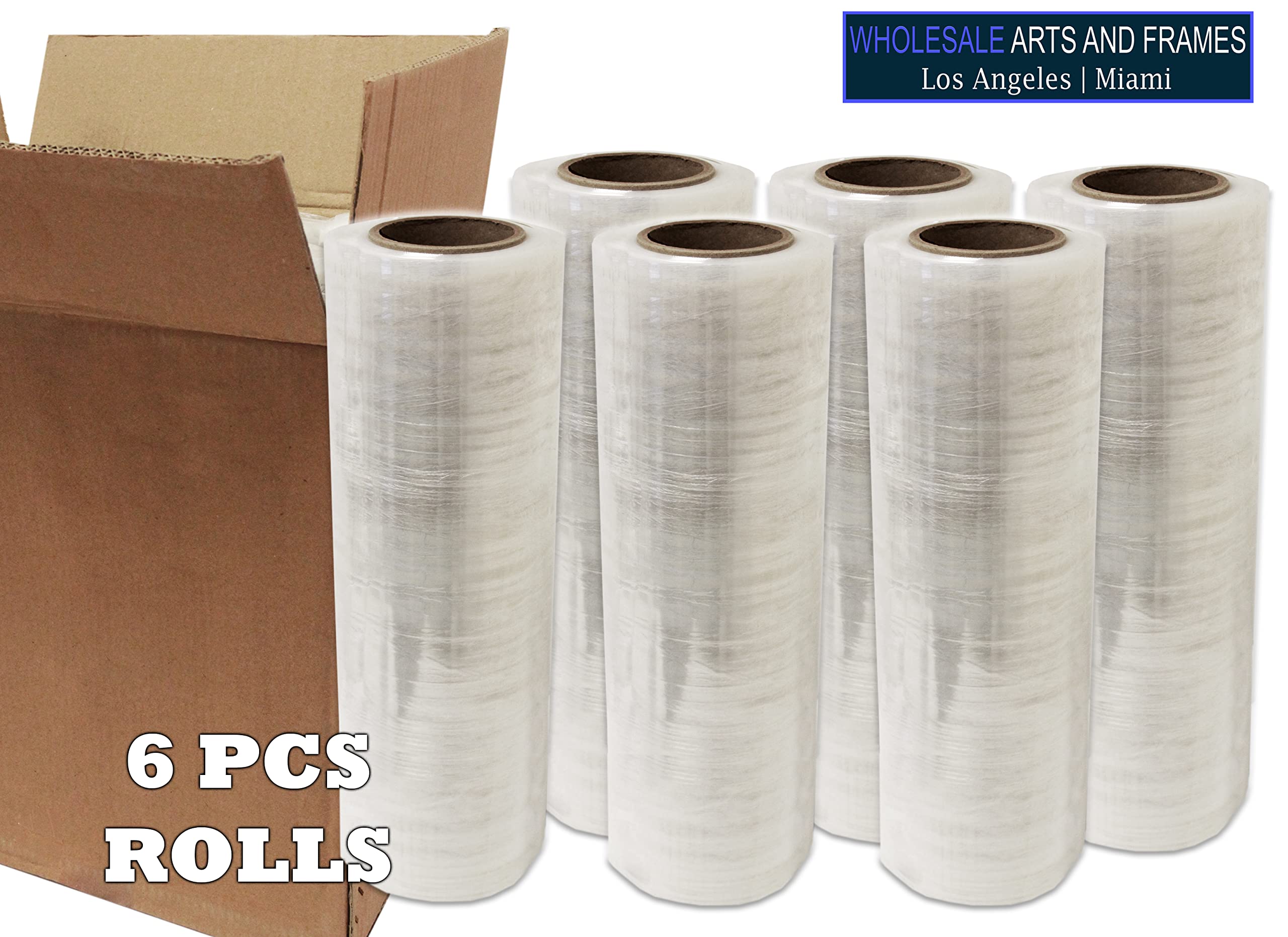 20 "x1500 'Stretch Film/Pallet Wrap 6 Rotoli Calibro 80 Resistenza Industriale 20 Micron Trasparente Aderente Imballaggio per lo Spostamento di Pellicola termoretraibile resistente di