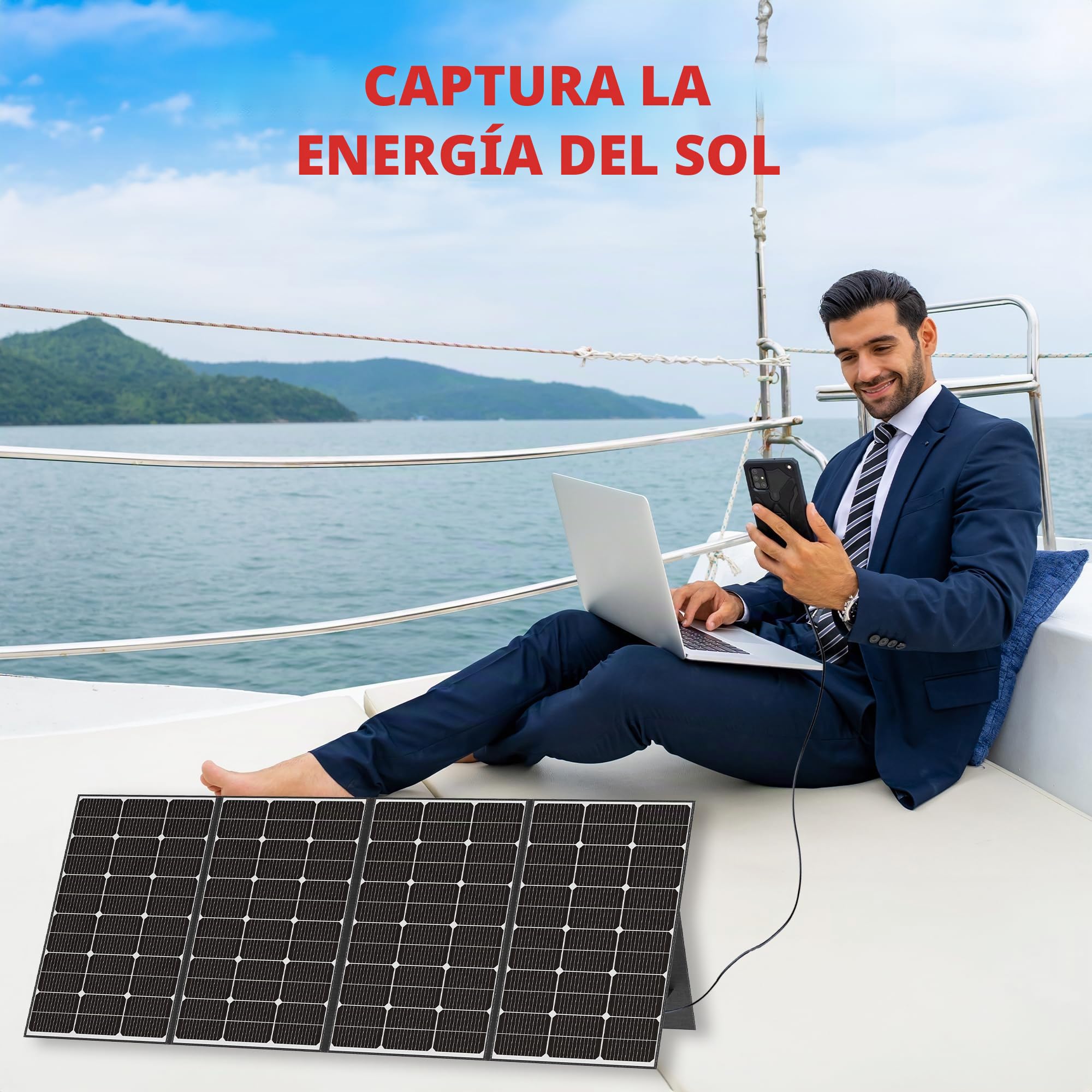 Wonder Full Power – Panel solar portátil 400 W para planta eléctrica – Cargador solar plegable – Grado de impermeabilidad IP65 para exteriores y acampadas