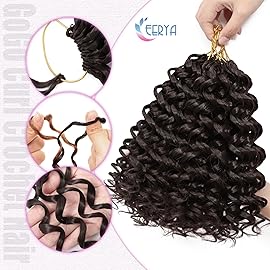 7 Packs GoGo Curl Crochet Hair 10 Inch Short Dark Brown Curly Crochet Hair for Women Deep Wave Beach Curl Crochet Braids Synthetic Braiding Hair Extensions(10 Inch, 4)