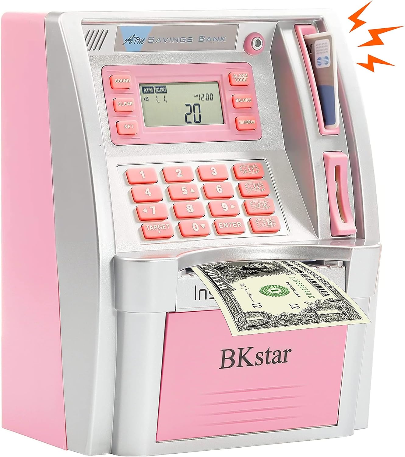 BKstar ATM Piggy Bank for Kids - Talking Electronic Money Bank with Debit Cards & Digital Coin Counter for Real Money, Boys Girls