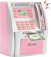 Vista 8 de alcancía parlante estilo cajero automático para niños con tarjetas de débito, memoria de apagado, cajón de apertura automática para dinero real