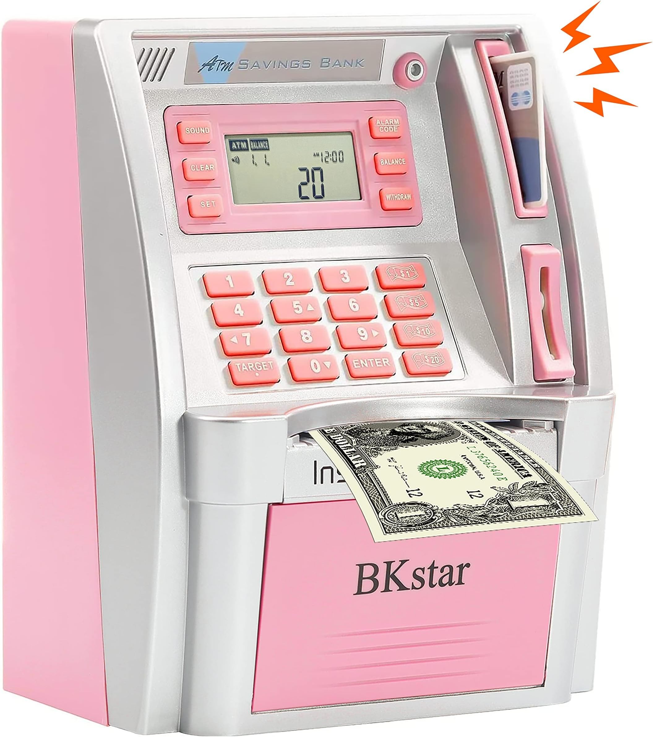 BKstar ATM Piggy Bank for Kids - Talking Electronic Money Bank with Debit Cards & Digital Coin Counter for Real Money, Boys Girls