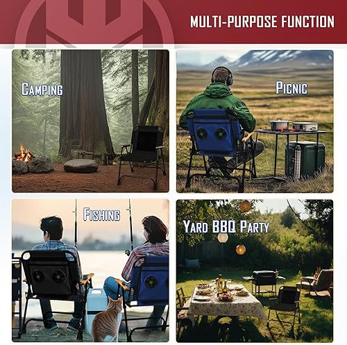 Miniatura 3 de KNINE OUTDOORS Silla de playa plegable con ventilador, con sistema de enfriamiento alimentado por USB, para campamento, playa, pesca (azul)