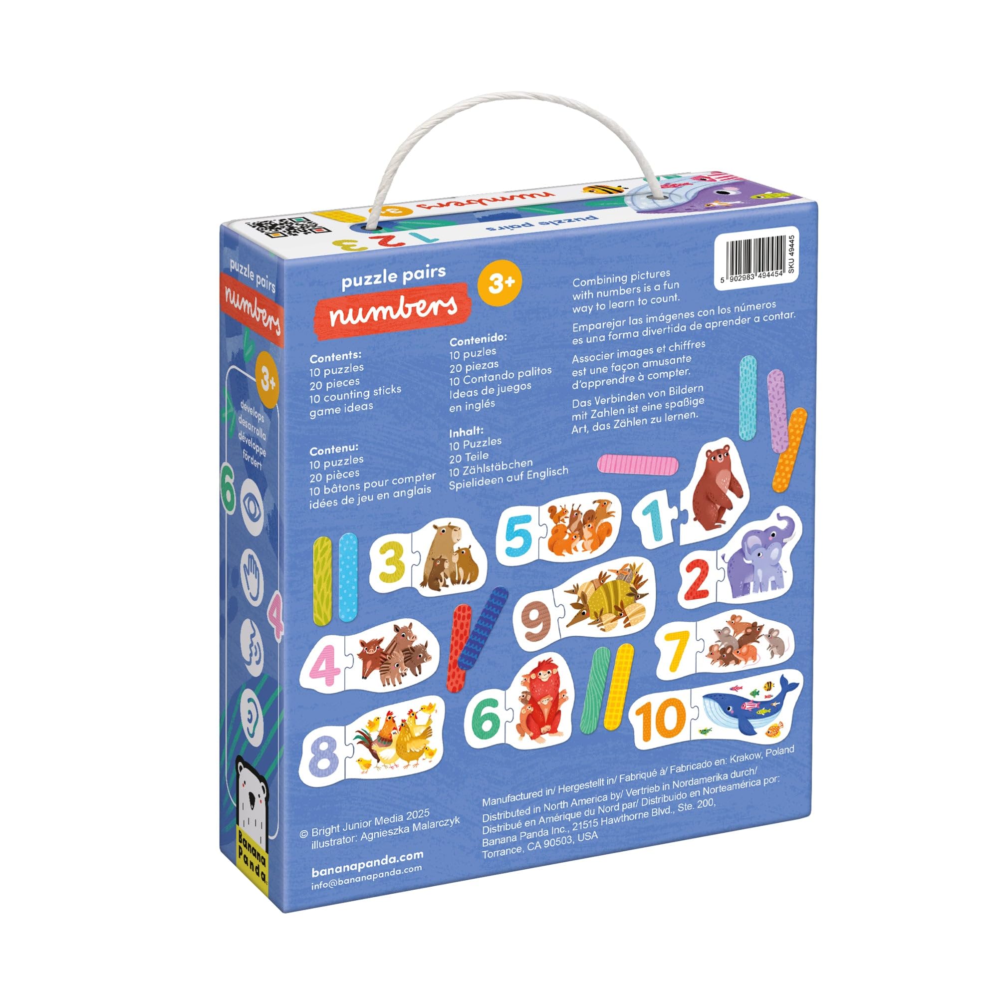 Banana Panda Puzzle educativo con numeri e animali, 20 pezzi per bambini