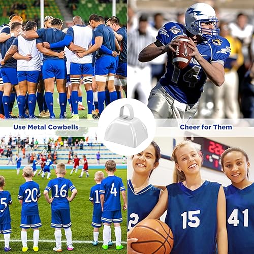 Miniatura 4 de Zhengmy 150 cencerros de metal ruidosos con asas de 3 pulgadas, campanas pequeñas de percusión para eventos deportivos, bodas, fiestas de