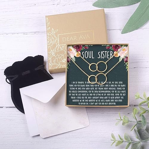 Vista 4 de Dear Ava Collar de regalo para mujeres y niñas, colgante de joyería moderna ajustable, idea de regalo de amor para ella con tarjeta sincera, regalos
