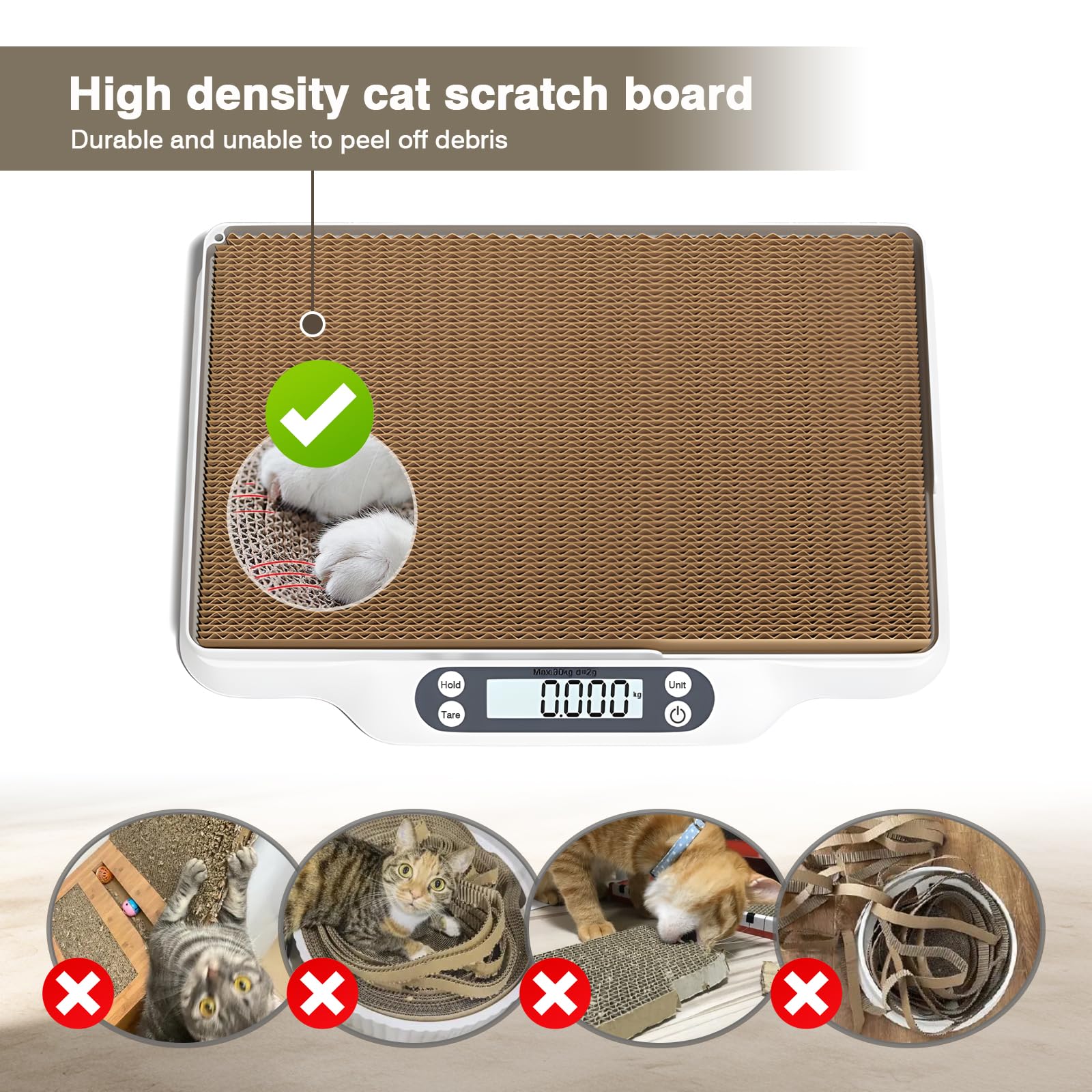 Báscula digital para mascotas con 2 bandejas extraíbles, LCD, 4 modos de pesaje kg/oz/lb/ml