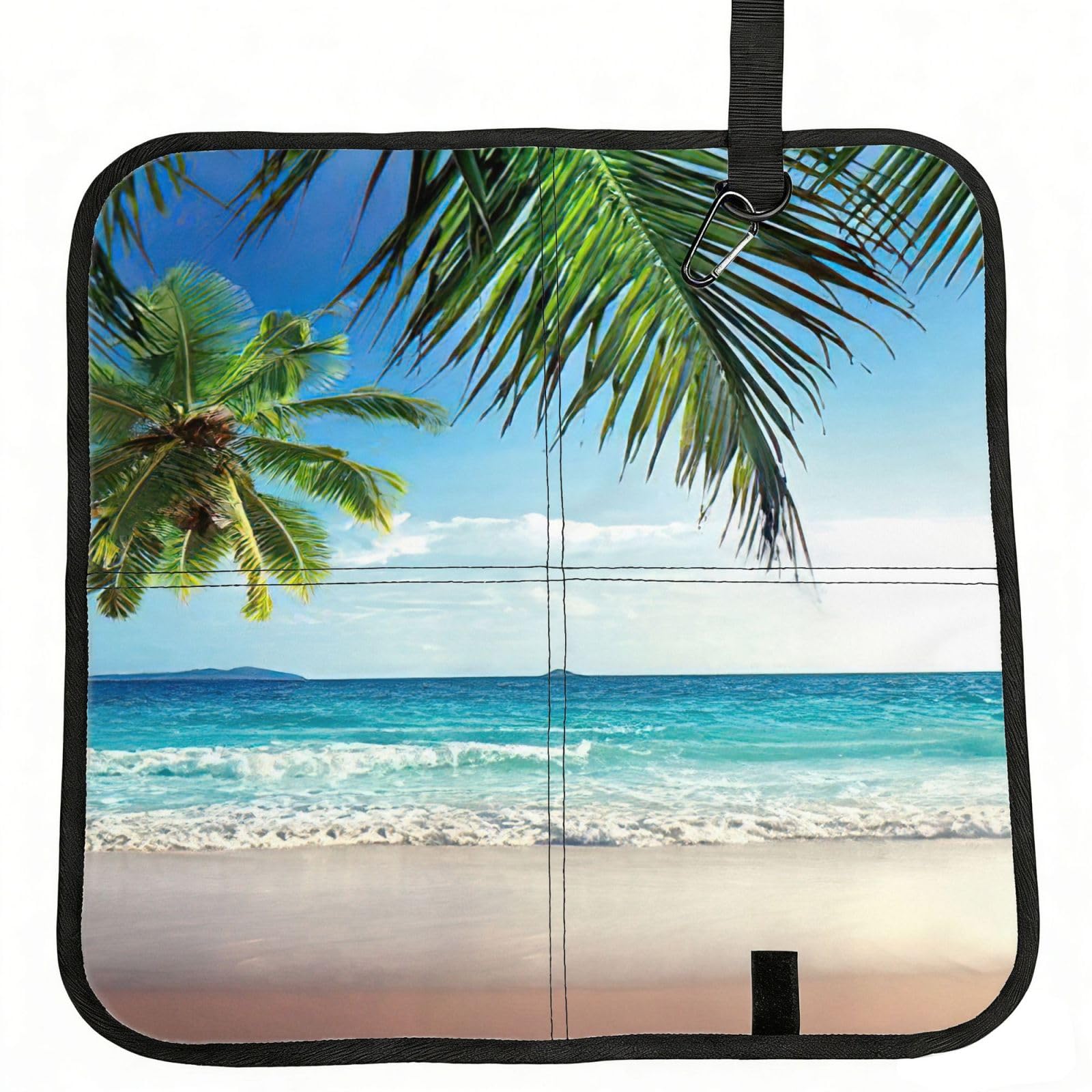 bghdfa Tropical Palm Tree Hawaii Beach Print Outdoor Sitting Mat Waterproof Oxford Cloth Seat Cushion Folding Foam Camping Seat For Picnic
