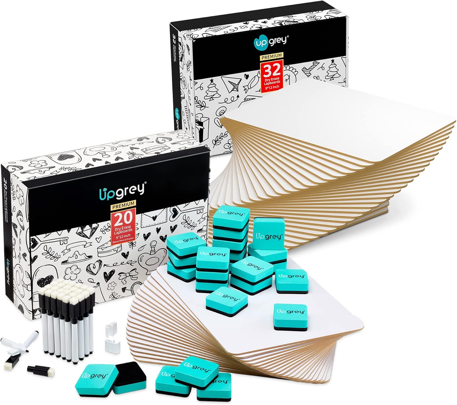 20 Pack Dry Erase Lapboards Set & 32 Small White Boards