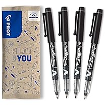 Pilot, V-Sign Pen, Set Da 4 Penne A Pennarello A Inchiostro Liquido Dal Tratto Scorrevole, Kit Pennarelli Per Appunti Asciugatura Istantanea, Penne A Pennarello In Colori Brillanti Da 2,0 mm, Nero