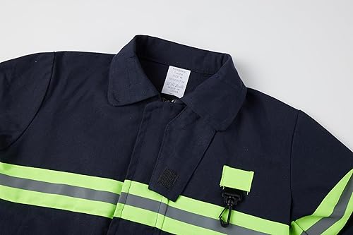 Miniatura 8 de Disfraz de bombero para niños, disfraz de bombero para niños y niñas, disfraz de jefe de simulación de fuego de Halloween, 9 piezas