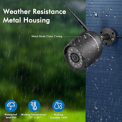 Miniatura 2 de GOAOFOEOI Cámaras de seguridad para el hogar 1080P con cable, paquete de 2 cámaras de metal para exteriores para seguridad del hogar con alerta de