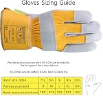 Weldas® premium leather palm work gloves, Heavy duty rubberized 7.5cm long safety cuff, Yellow, 10-2209