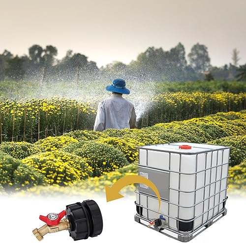 Miniatura 8 de Adaptador de tanque IBC de 275-330 galones, rosca fina de 2 pulgadas con válvula de espiga de latón sin plomo (entrada NPT macho de 12 pulgada x