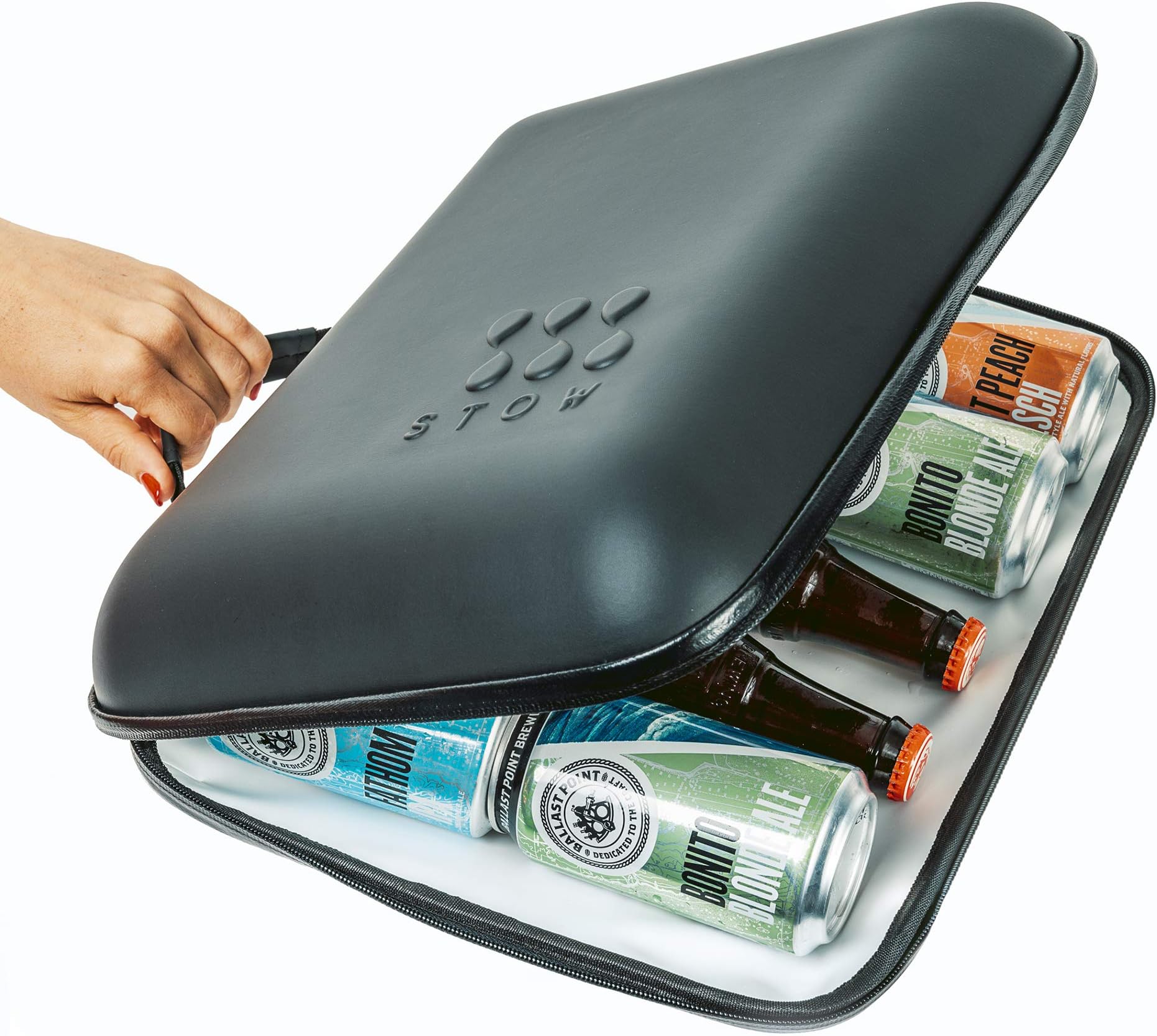StowCo Small Portable Travel Cooler Bag. Beach Supplies. Bottle Holder. Insulated Golf Beer Cooler. Slim Iceless Cooler.