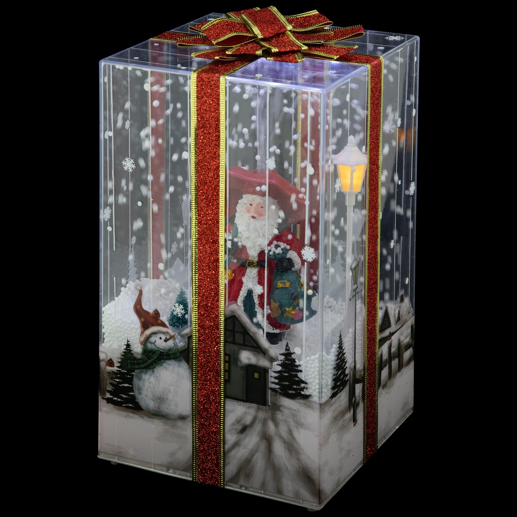 Musical Santa Lighted Snowing Gift Box with Ribbon Christmas Decoration - 12
