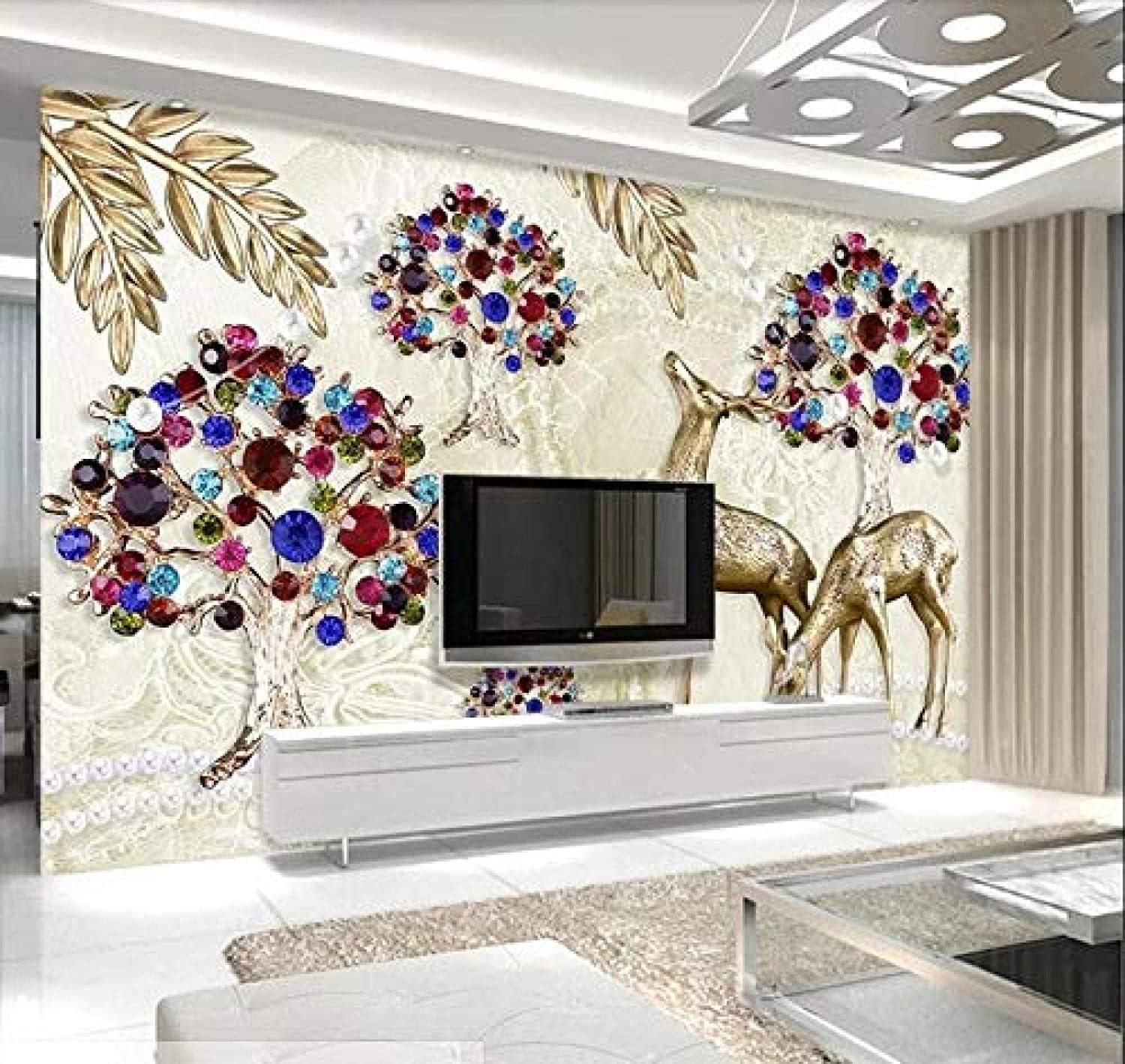 3D Fototapete Selbstklebende Fototapete Wandbild Tierische Elchfarbene Bäume Kinderzimmer Bar Büro Wohnzimmer Restaurant Bekleidungsgeschäft Flur Hotel Wanddekoration Wandkunst Wandposte 400x280 cm