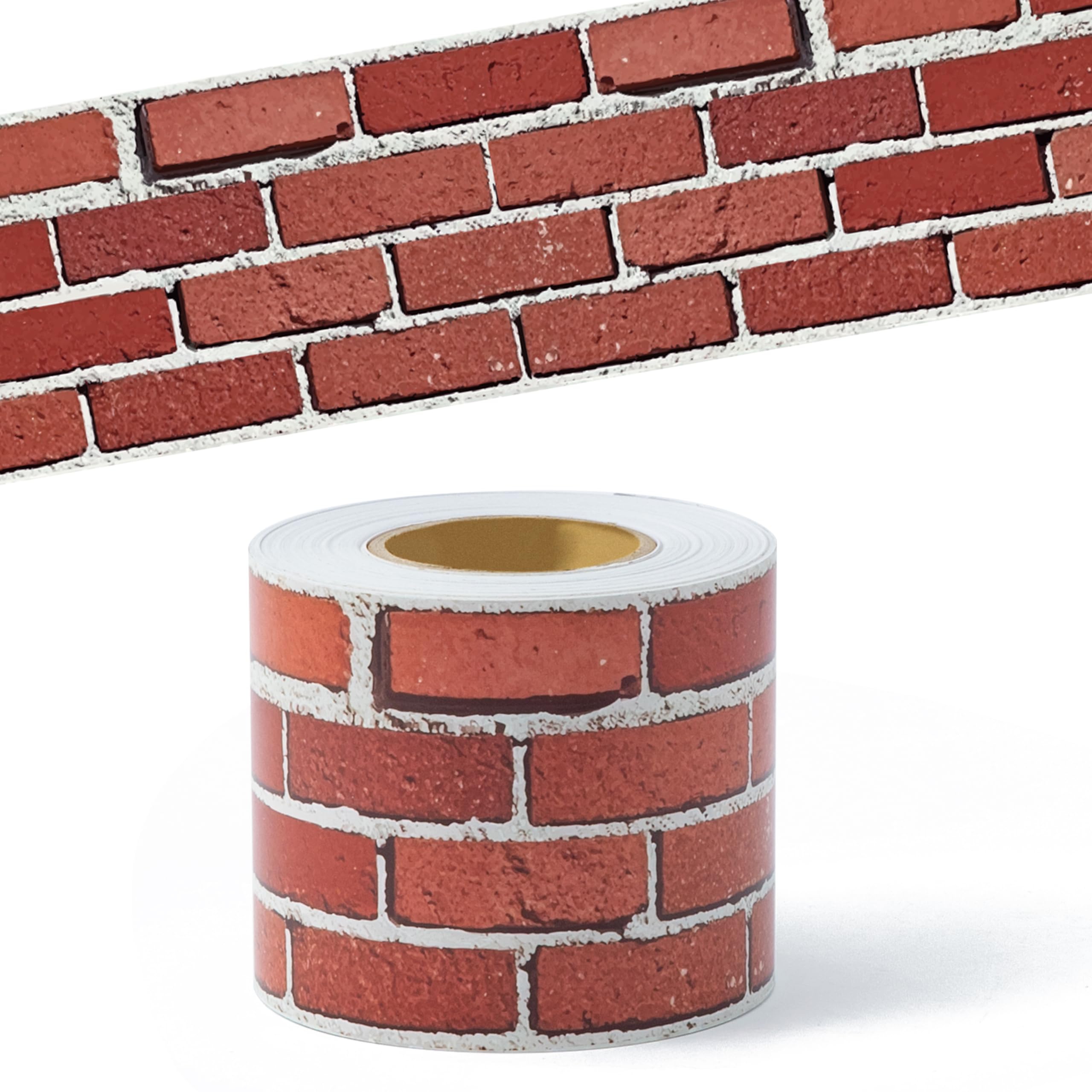 BeYumi Red Brick Border Trim - 65ft Back to School Red Brick Straight Rolled Border Trim Realistic Rustic Faux Wall Bulletin Board School Classroom Party Office Chalkboard Home Furniture Decoration