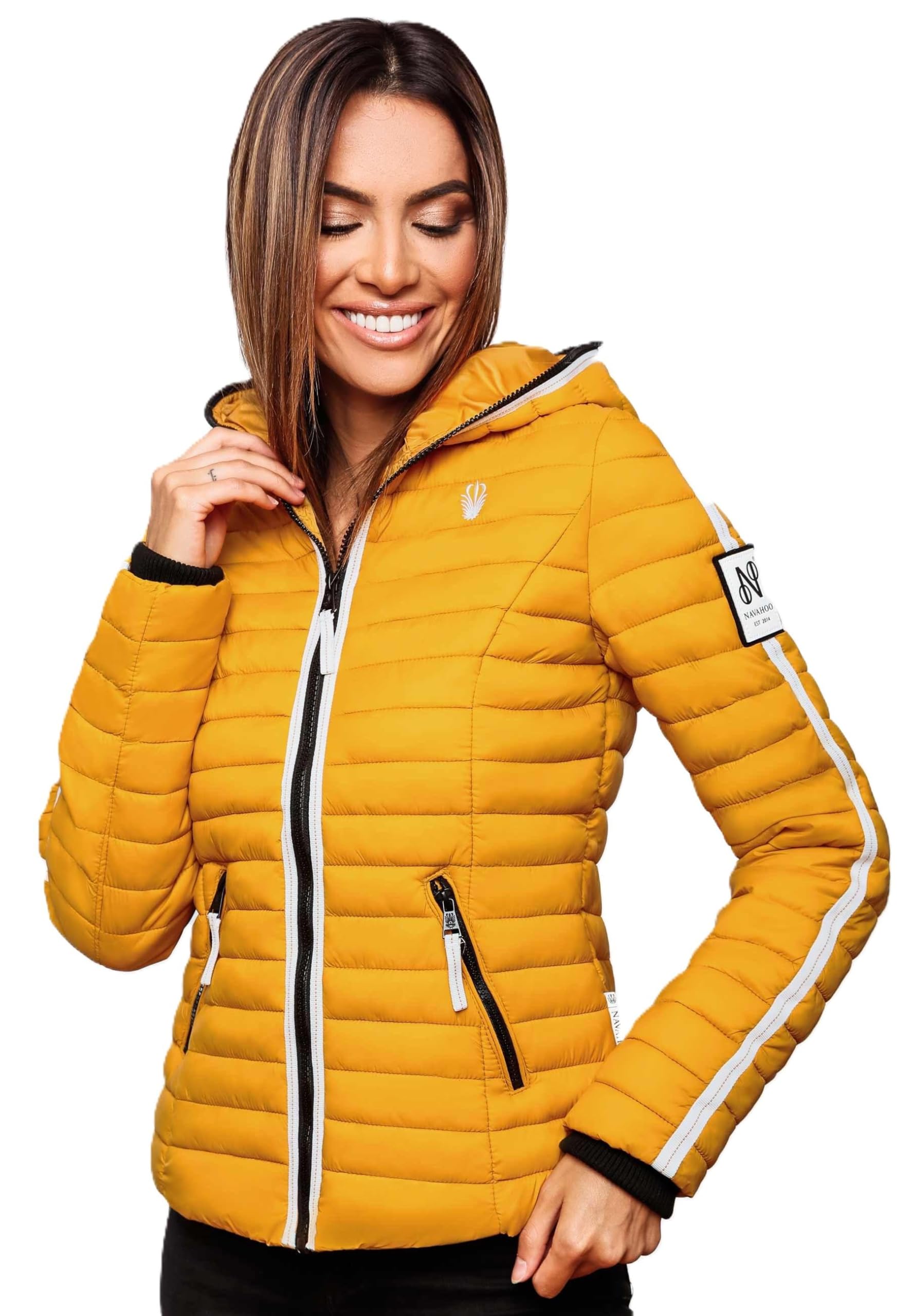 Navahoo B811 Veste matelassée pour femme avec capuche pour l'automne, Cannelle, S Navahoo B811 Veste matelassée pour femme avec capuche pour l'automne, Cannelle, S