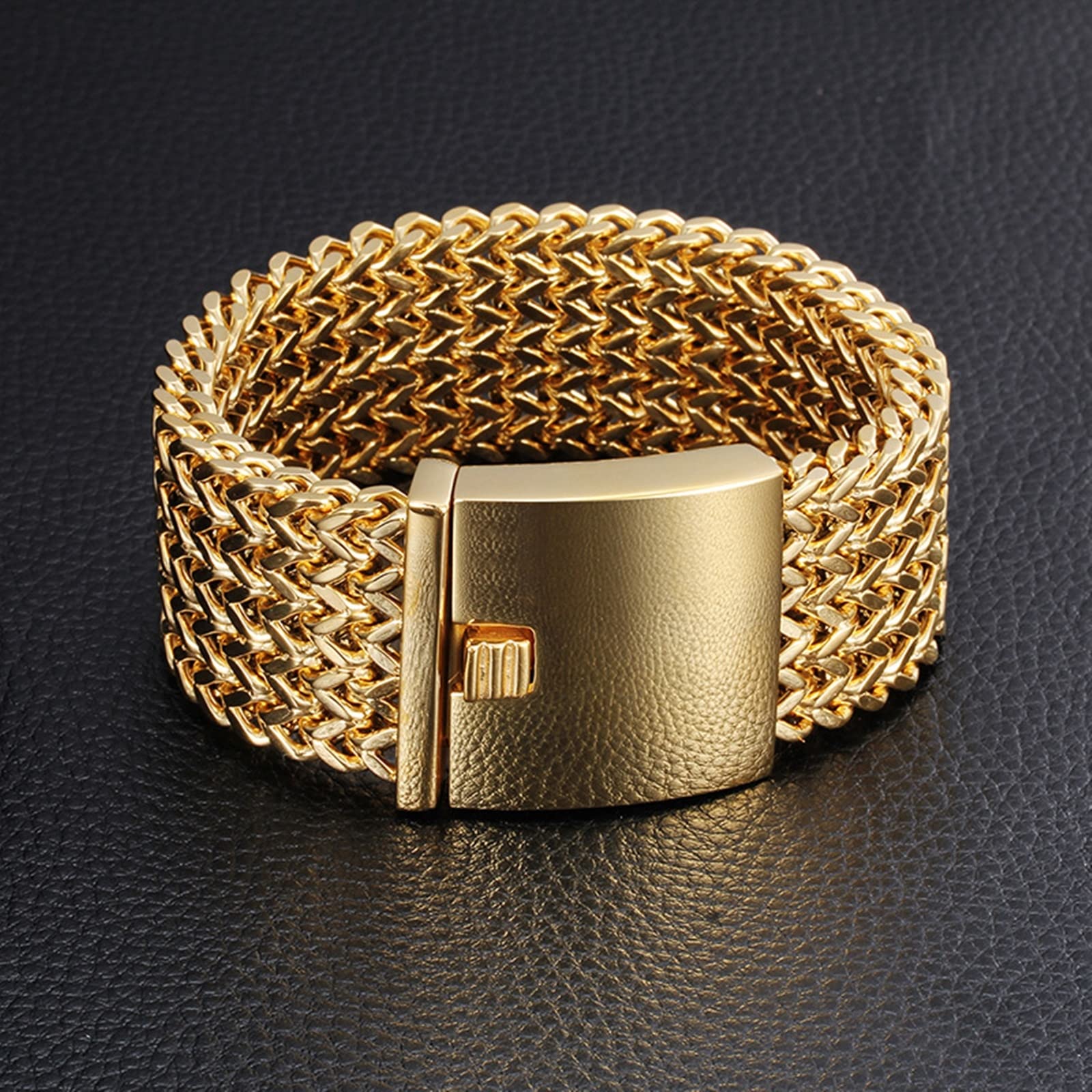 Armkette Herren in Edelstahl, Glieder Link Weizenkette Manschettenarmband Unisex Kette personalisiert Klassische, Geschenk für Ihn