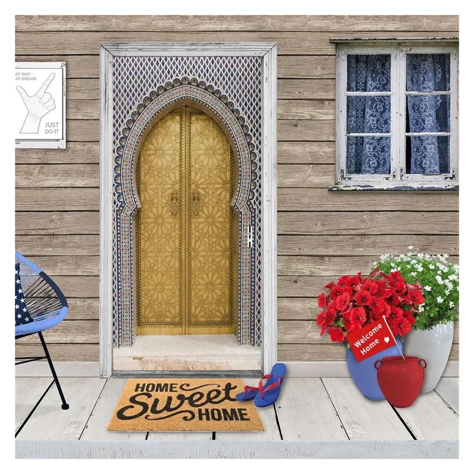 Décor de chambre stickers de porte 3D pour masquer défauts