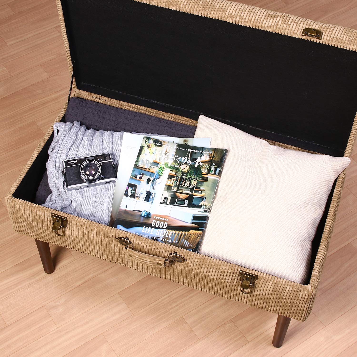 Amazon.co.jp: 不二貿易 ベンチ トランク型 幅80cm ベージュ