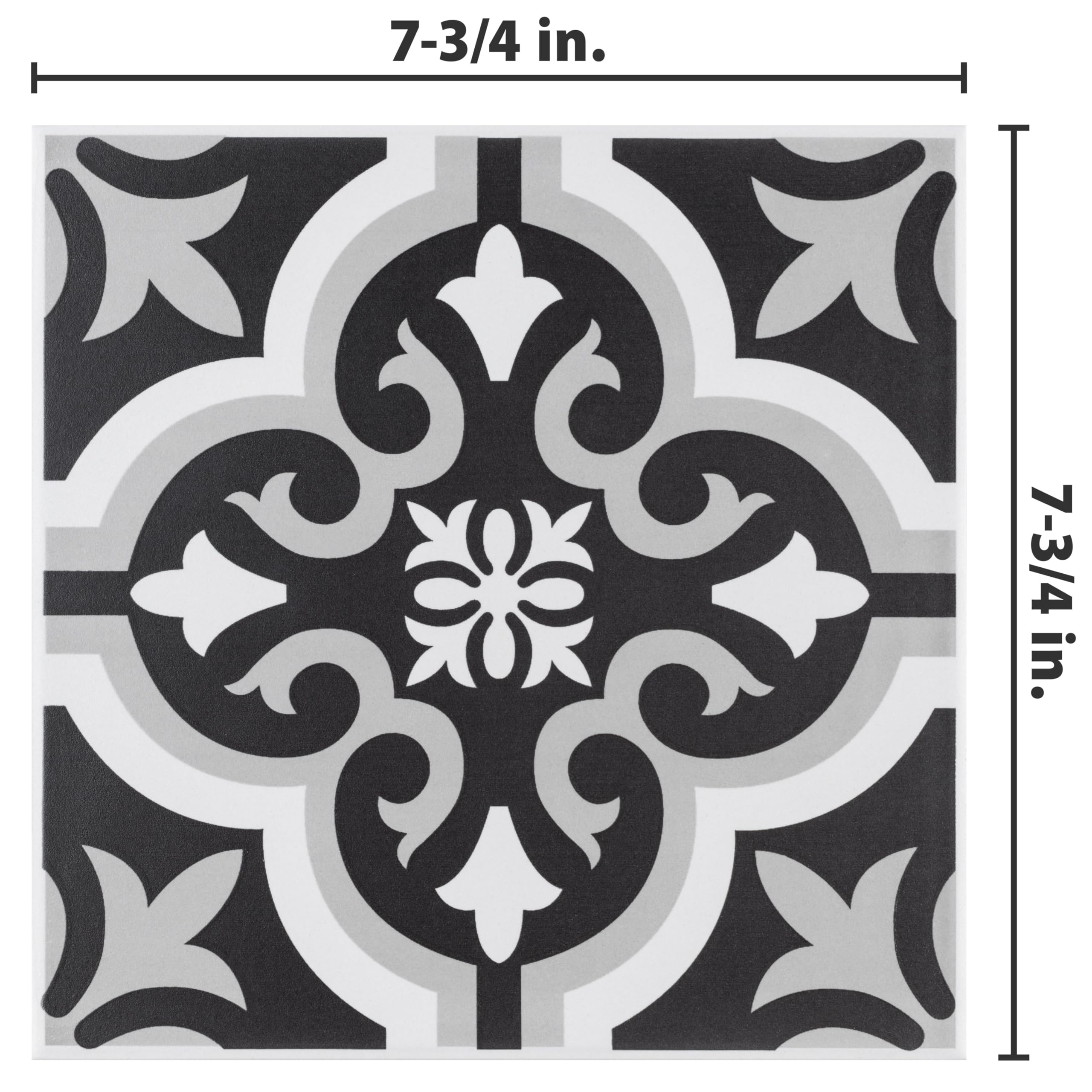 SomerTile Bracara Augusta Encaustic - Azulejo de cerámica para suelo y pared de 7-3/4 pulgadas x 7-3/4 pulgadas