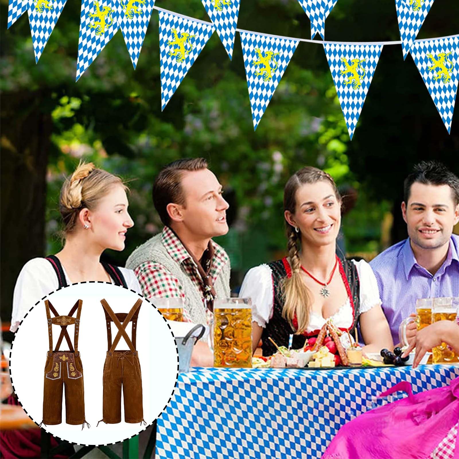 Lederhosen spodnie skórzane, męskie spodnie Oktoberfest, spodnie skórzane, bawarskie, brązowe