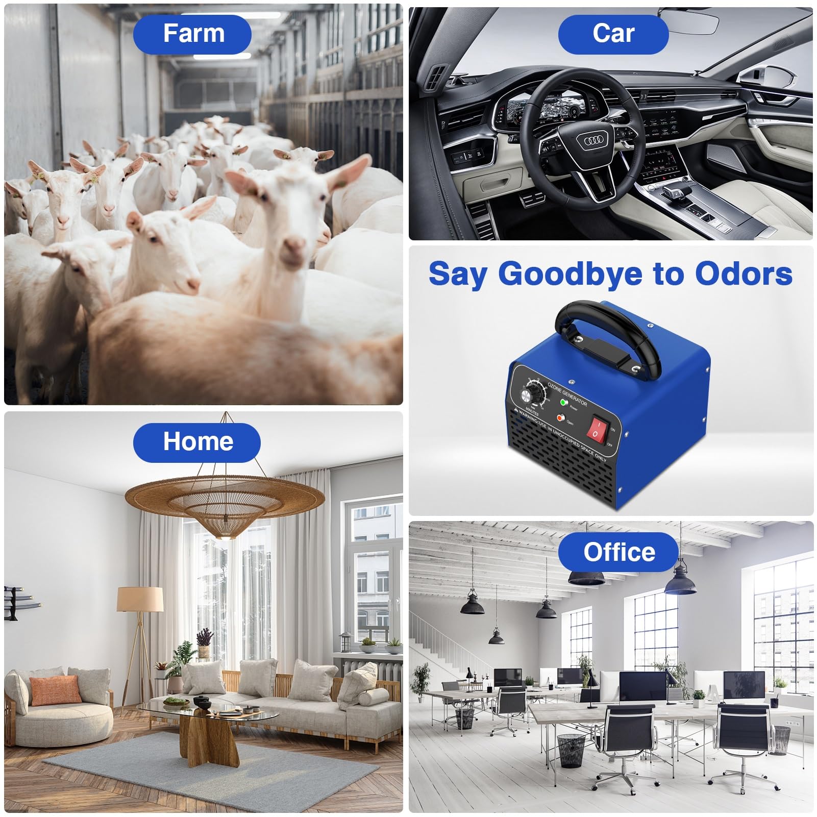 JOBYNA Generator ozonu 30 000 mg/h, ozonator przemysłowy O3 z timerem, oczyszczacz powietrza ozonującego, neutralizator zapachów, urządzenie ozonujące do mieszkania, biura, dymu, pleśni, zapachów