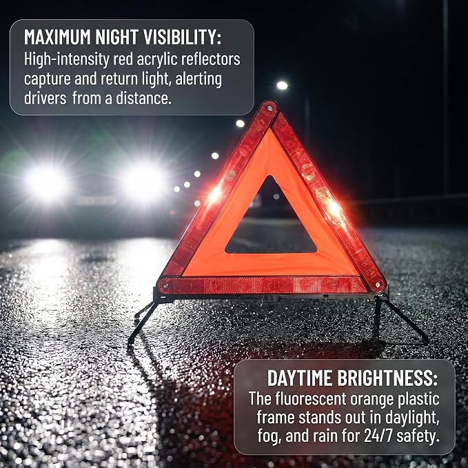 Kit 3 Triángulos de Seguridad Reflectantes para Emergencia miniatura 9