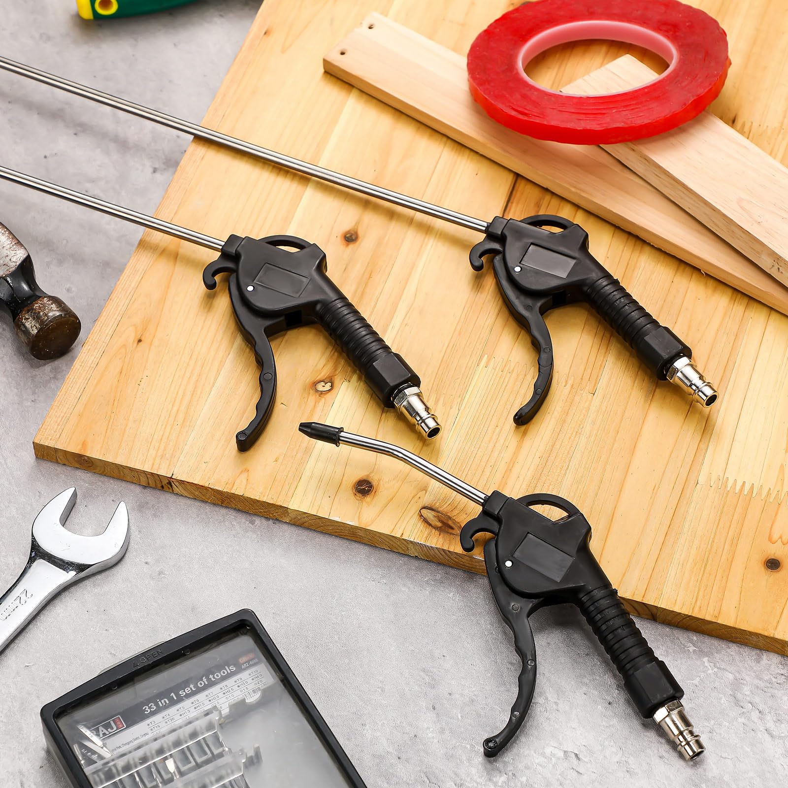 MorningRo Kit di 3 pistole ad aria compressa con pistola ad aria compressa da 48,3 cm, 28,9 cm e 10,2 cm, pistola per compressore d'aria, ugello ad aria, pistola per soffiaggio per meccanismi di