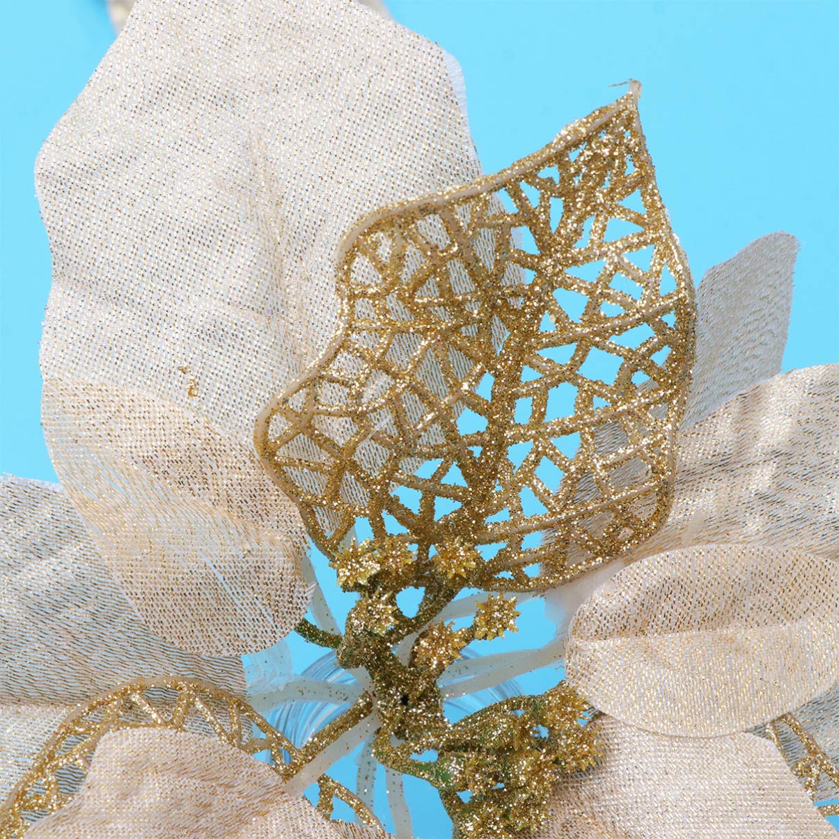 RLKHXBS Hand Decor 6 Piezas De Flores De Pascua De Navidad Flores De Pascua De Brillo Artificial Adornos para Coronas De Árboles De Navidad Decoración De Guirnaldas Guirnalda Artificial Día De