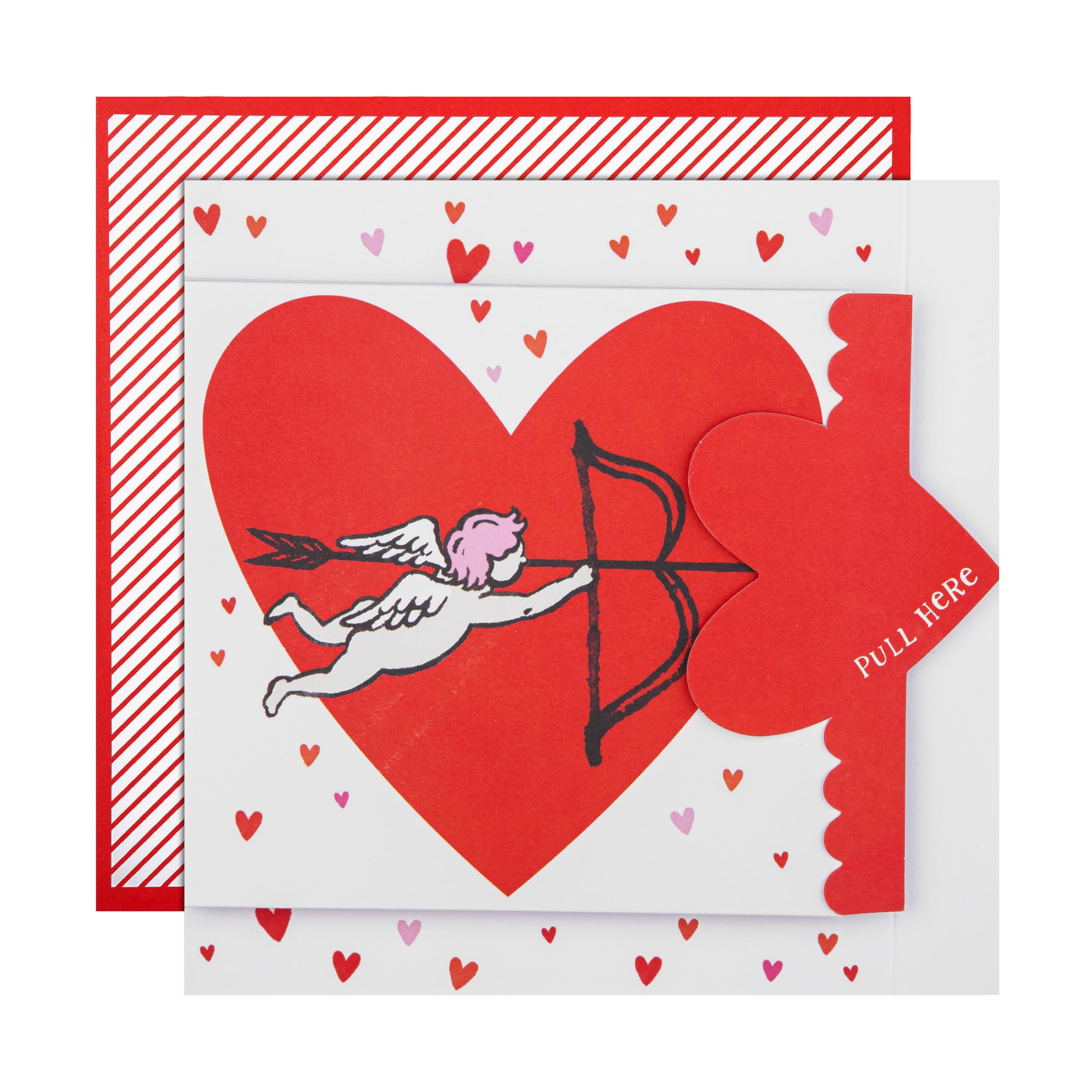 Hallmark Valentines Day Card, Exploding Confetti Card, Cupid, Bow & Arrow Design, Red & White